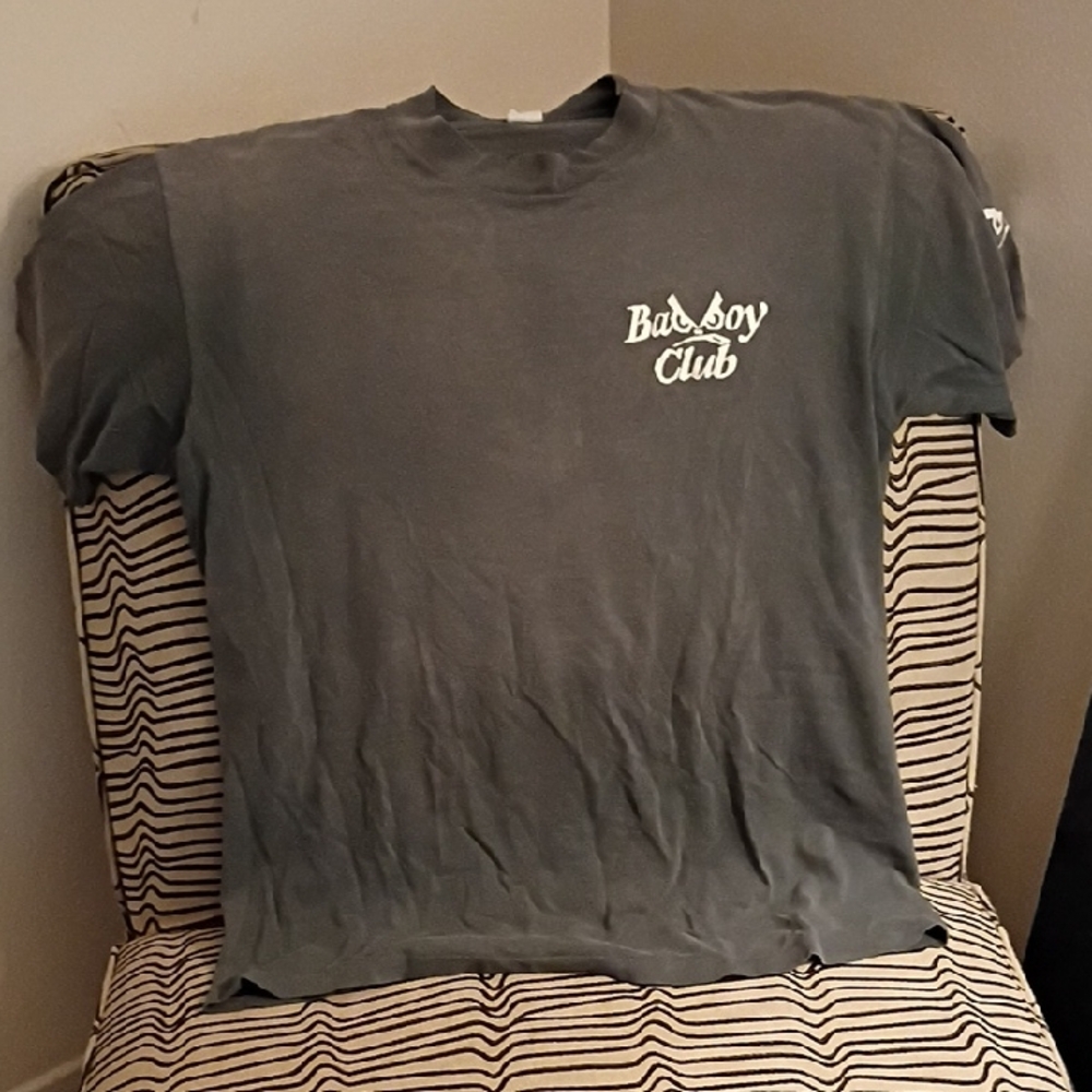 Bad Boy Club Graphic Tee in Faded Charcoal Used Vintage Single Thread In XL